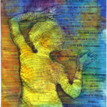 textile art depicting a woman's silhouette