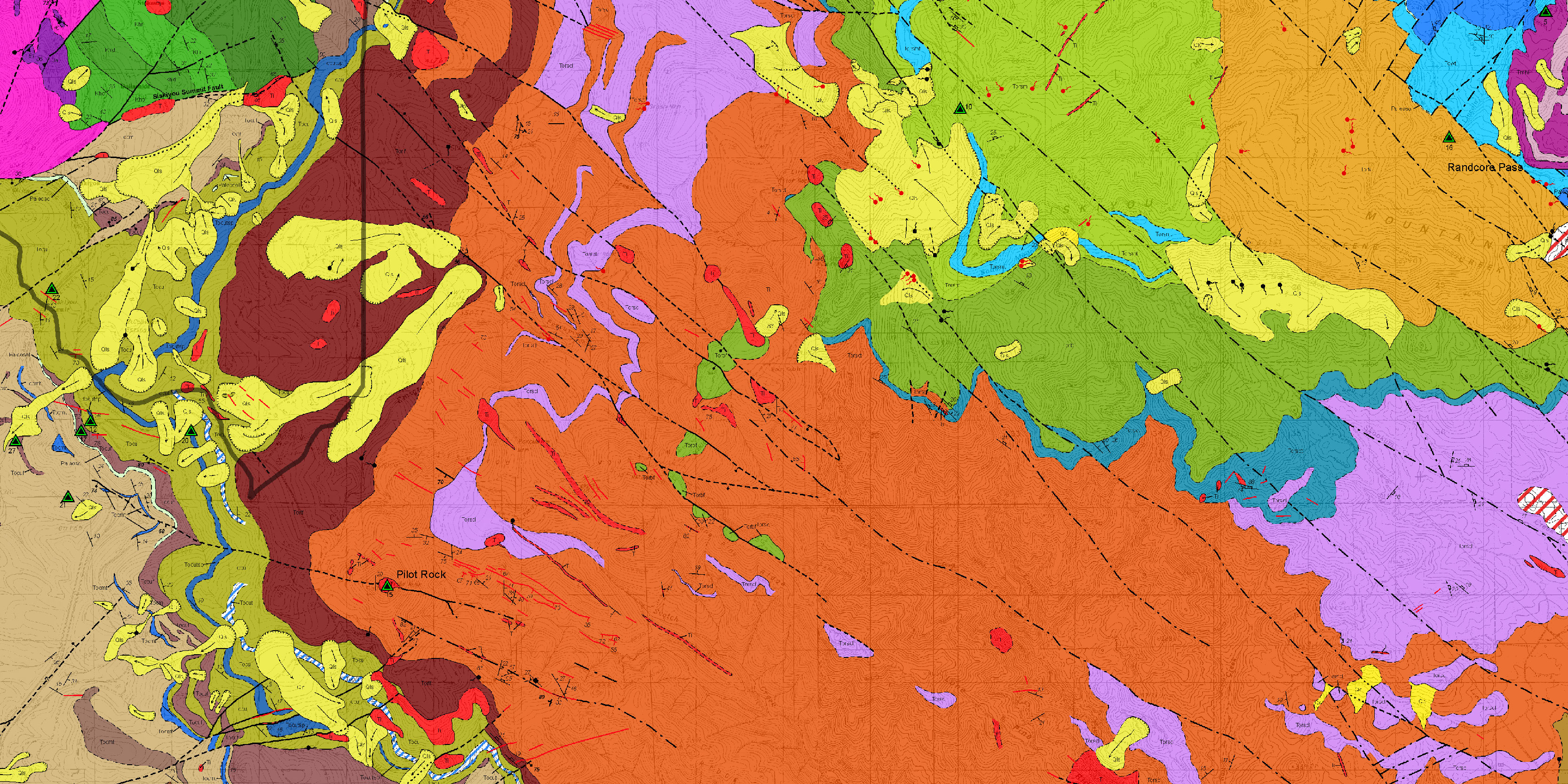 geology map of Cascade-Siskiyou region